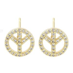 18k Gold Plated Cubic Zirconia Peace Stud Earrings